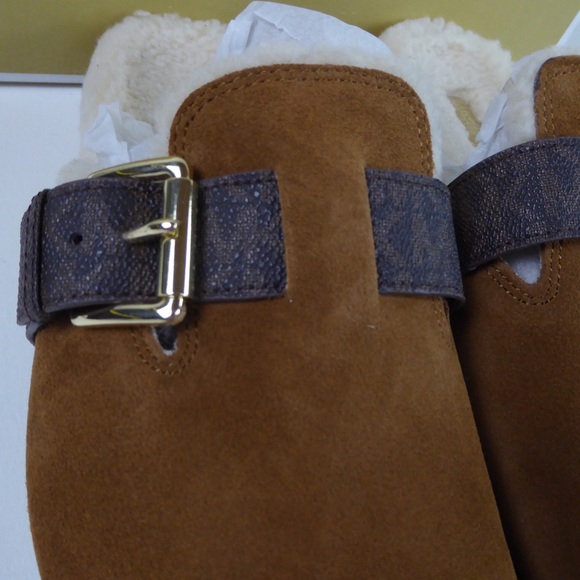 Michael Kors Judd Closed Toe Suede Leather Slip On Clog Lug Sole Slides NIB - Picture 4 of 10